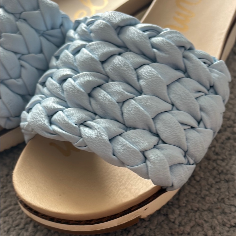 Sam Edelman Light Blue Braided Slide Sandals - Picture 2 of 6
